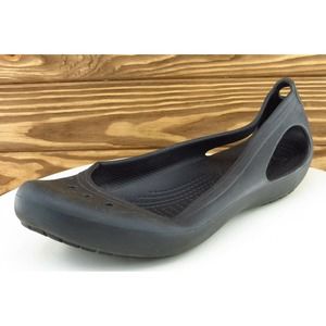 Crocs Women Sz 10 M‎ Black Flat Synthetic Shoes